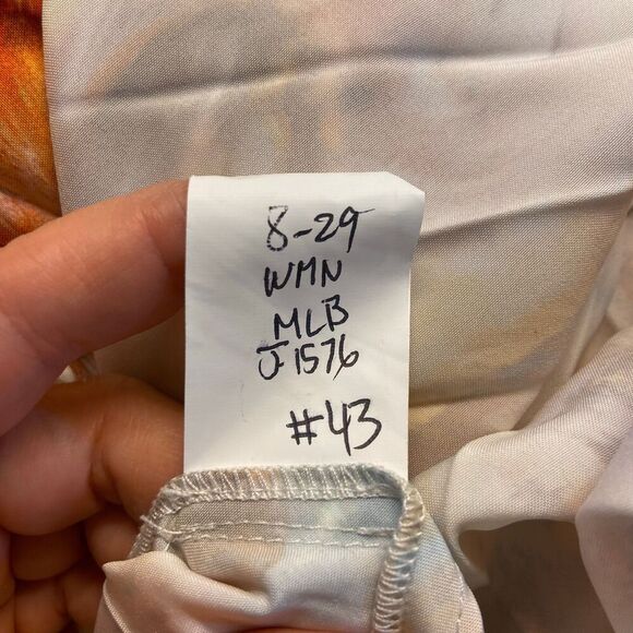 All Over Watercolor Print Pleated Midi Dress S - Picture 9 of 11